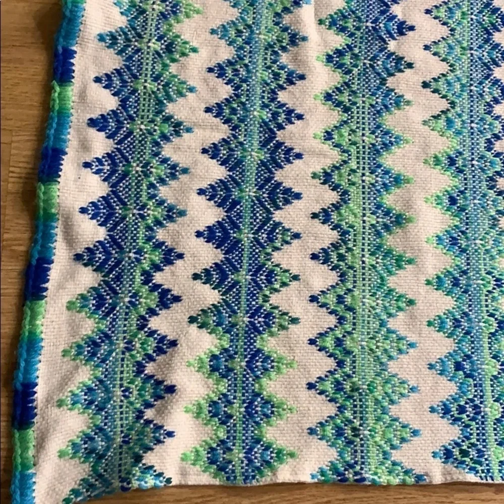 46 x 50 woven beach blanket towel mat blue & green